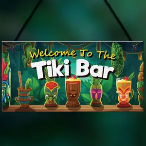 RED OCEAN Tiki Bar Welcome Hanging Bar Pub Plaque  Beach Decoration Sign Friendship Gift