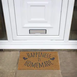 MantraRaj Eco-Friendly Expression Latex Backed Coir Entrance Door Mat Happiness Design Mat