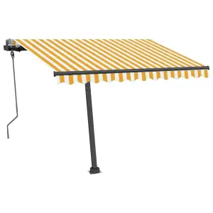 Berkfield Manual Retractable Awning with LED 300x250 cm Yellow and White