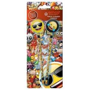 Emoji Pencil and Topper (Pack of 4) Multicoloured (One Size)