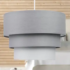 First Choice Lighting Pair of Grey Ombre 3 Tier Ceiling Light Shades