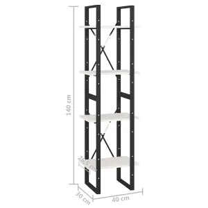 Berkfield 4-Tier Book Cabinet White 40x30x140 cm Solid Pine Wood