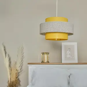 ValueLights Weaver Mustard and Grey Herringbone Modern Ceiling Pendant Light Shade