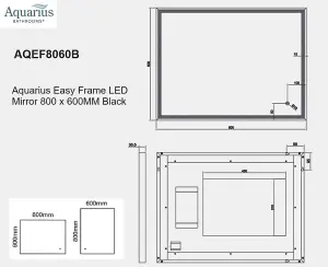 Aquarius Easy Frame LED Mirror 800 x 600MM Black