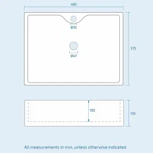 Neche White Rectangle Ceramic Bathroom Vessel Sink - 48.5cm x 37.5cm