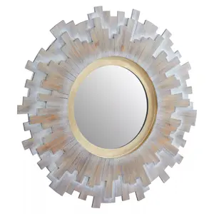 Interiors by Premier Sunburst Multilevel Wooden Wall Mirror