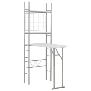 Berkfield 3 Piece Folding Dining Set with Storage Rack MDF and Steel White