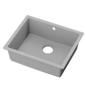 GoodHome Sorrel Grey Composite quartz 1 Bowl Kitchen sink 550mm x 460mm