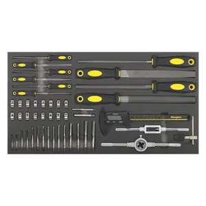 Sealey Tool Tray With Tap & Die File & Caliper Set 48 Pcs - Yellow/Black S01132