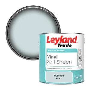 Leyland Trade Vinyl Soft Sheen Walls & Ceilings Emulsion Paint Blue Smoke (PPG1153-3) - 2.5L