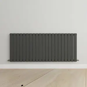 Horizontal Anthracite Single Flat Panel Radiator (H) 600 mm x (W) 1428 mm, 4598 BTU.