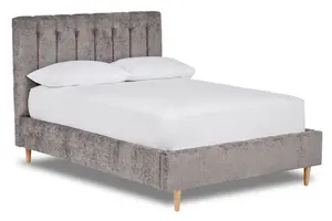 Eternal Contemporary Button-Backed Fabric Bed Base Only 6FT Super King- Pavia Titan