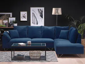 Corner Sofa LUNNER Navy Blue Corduroy Left Hand