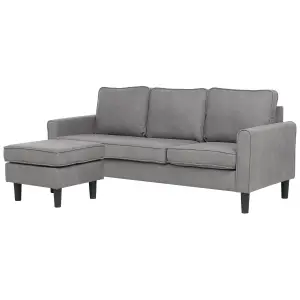 3 Seater Fabric Sofa with Ottoman Light Grey AVESTA