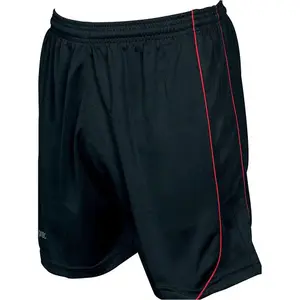 L ADULT Elastic Waist Football Gym Training Shorts - Plain BLACK/RED 38-40"