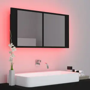 Berkfield LED Bathroom Mirror Cabinet Black 90x12x45 cm