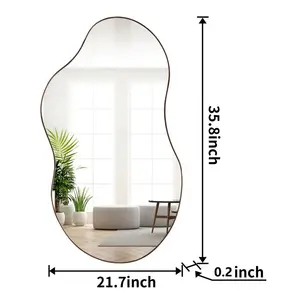 Asymmetrical Metal Framed Wall Accent Mirror Brown / 81.3cm H x 55.1cm W