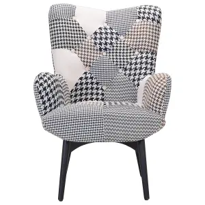 Wingback Chair VEJLE with Footstool Fabric Grey