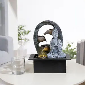 Tabletop Buddha Water Fountain Decor with Lights