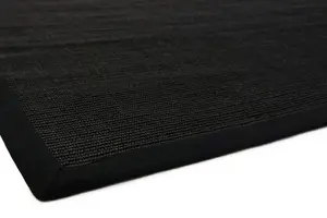 Black/Black Natural Decorative Plain Bordered Modern Anti Slip Easy to Clean Rug for Living Room and Bedroom-68 X 300cm (Runner)