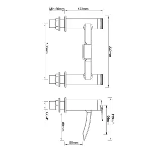 GoodHome Kariya Matt Black Deck-mounted Manual Double Bath Filler Tap