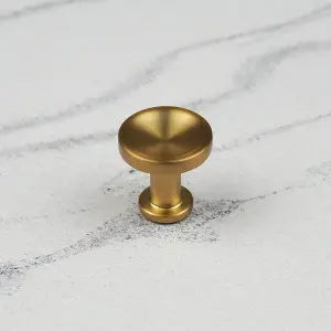 30mm Brushed Brass Gold Modern Grooved Cabinet Knob Handle Pull Cupboard Door Drawer Pulls Wardrobe Furniture Replacement Upcycle