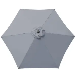 SunDaze 2.5M Grey Garden Parasol Sun Shade Umbrella with Crank Handle & Tilt Mechanism