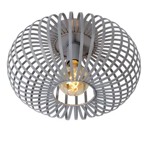 Lucide Manuela Vintage Flush Ceiling Light 39.5cm- 1xE27 - Grey