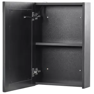 Bathroom Wall Mounted Mirror Cabinet with LED 40 x 60 cm Black CAMERON