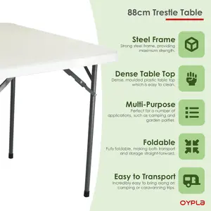 Oypla 2ft 10in 88cm Folding Heavy Duty Outdoor Trestle Party Garden Table