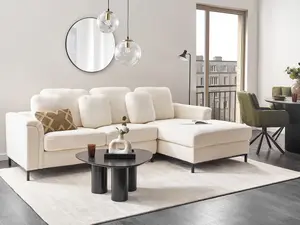 Left-Hand Corner Sofa OSLO White Boucle 4 Seater Left Hand