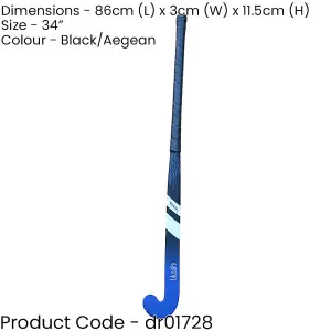 34 Inch Fiberglass Hockey Stick - BLACK/BLUE - Standard Bow Comfort Grip Bat