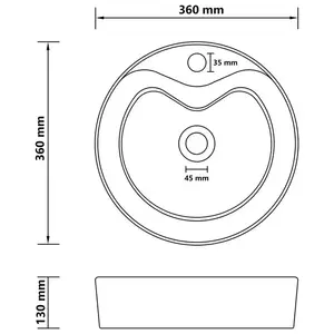 Belfry Bathroom Mccree 360mm L x 360mm W Ceramic Circular Sink with Overflow Cream