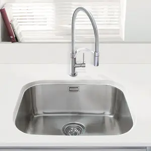 Cookology PRATO Single Bowl Undermount Sink with Kitchen Waste Strainer - Stainless Steel