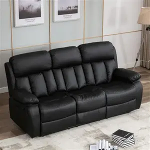 Black Leather Chester Recliner 3 Seater Recliner Sofa | Manual | Furniture Online