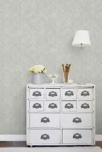 Galerie Stripes And Damask 2 Silver Grey Canvas Damask Smooth Wallpaper