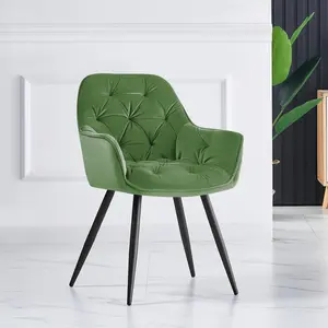 Irie Single Velvet Upholstered Dining Chair with Arm Sage Green