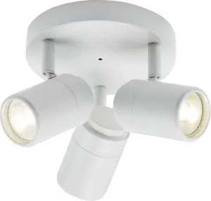 Luminosa GU10 Triple Spotlight - Matt White 230V IP44 20W