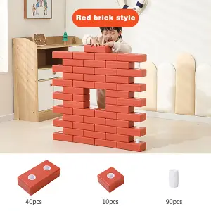 Stacking Building Blocks Toy for Kids ,50-Piece Set-Red