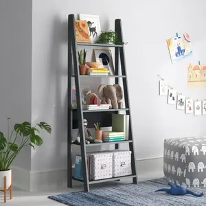 Arelious Ladder Bookcase Dark Grey