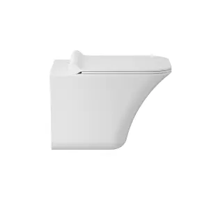 Rimless Wall Hung Ceramic Toilet Pan & Soft Close Seat, 355mm