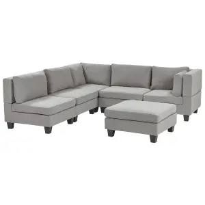 Corner Sofa with Ottoman UNSTAD Light Grey Fabric Right Hand