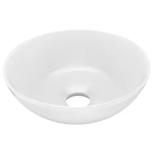 Berkfield Bathroom Sink Ceramic Matt White Round