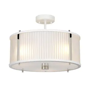 3 Bulb Ceiling Pendant White Satin Painted / Highly Polished Nickel LED E27 60W