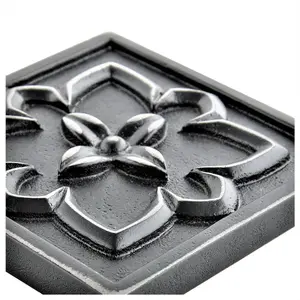 (Pack of 4 Tiles) Niche Tiles Crown Metal Iron Black 9.5cm. x 9.5cm. Handmade Decorative Tile