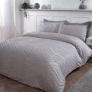 Smart Living Luxury Hotel Quality Tufted Wave Duvet Cover with Pillowcases