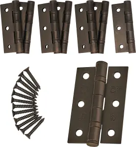 EAI - 3" Internal Door Hinges & Screws G7 FD30  - 76x50x2mm Square - Dark Bronze - Pack 4 Pairs