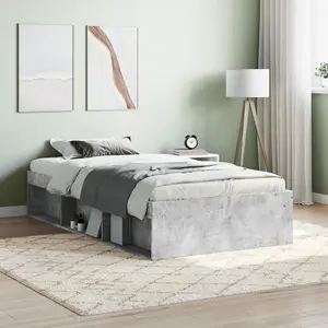 Berkfield Bed Frame Concrete Grey 90x190 cm