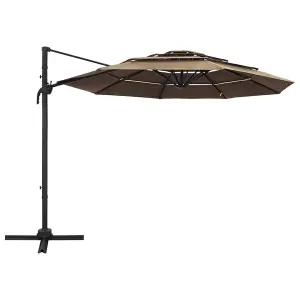 Berkfield 4-Tier Parasol with Aluminium Pole Taupe 3x3 m