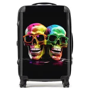 Happy Skeletons In Sunglasses Suitcase - Medium